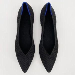 Rothy’s Black Knit Honeycomb The Point Flats Women’s Shoes